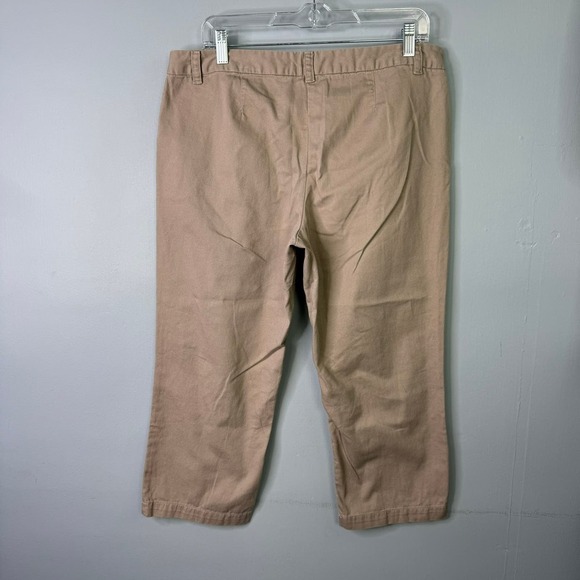 Disney Parks Khaki Tan Capri Pants Blue Embroidered Mickey Mouse Women's Size 12 - Picture 10 of 12